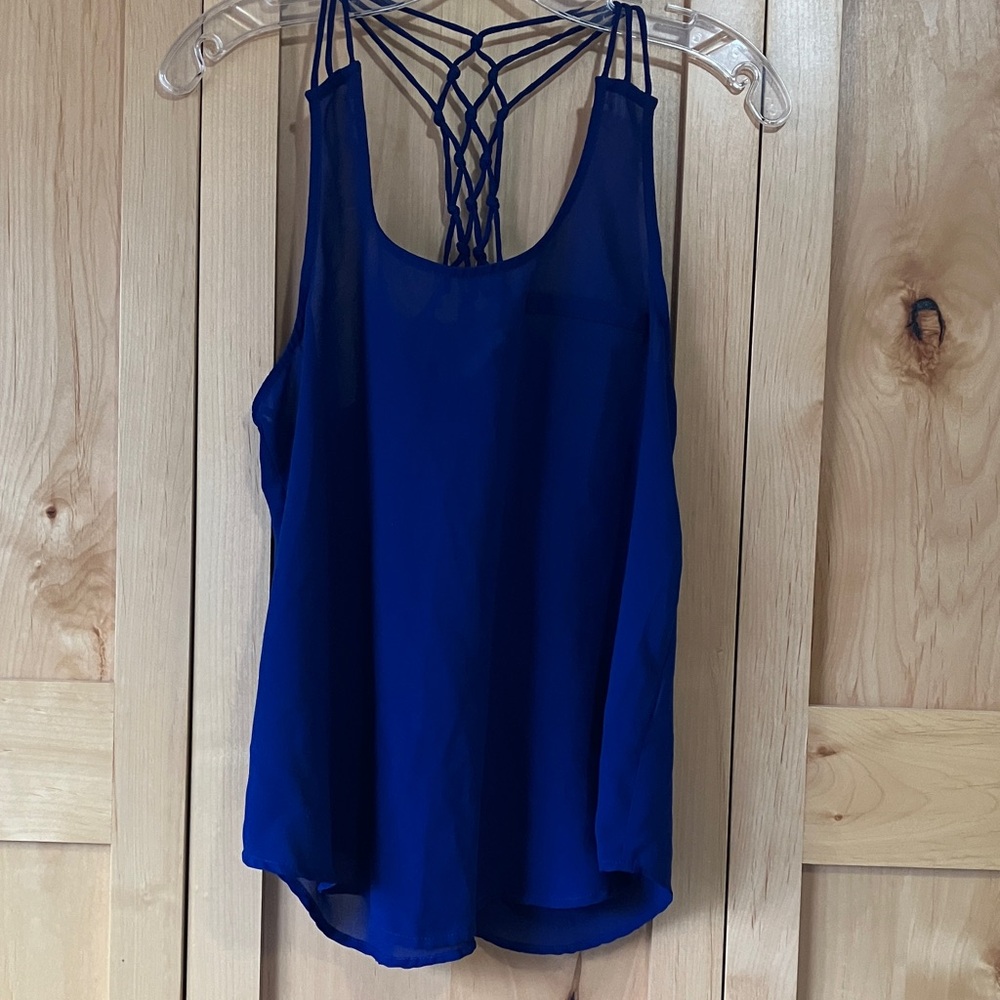 Chic Royal Blue Camisole with Intricate Back Design